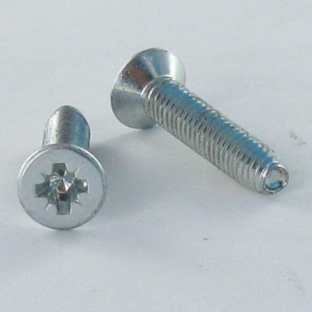 1 x Vis autotaraudeuse Tête fraisée M3X6 Pozi N°1 Acier zingué microvis