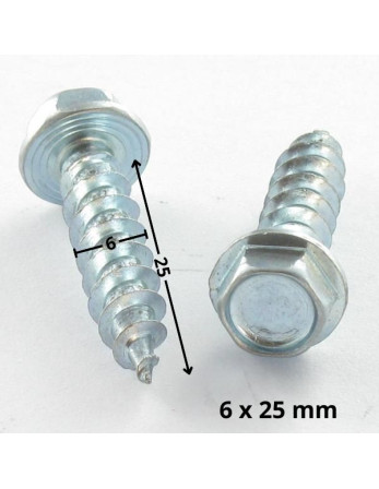 VBA Vis bois agglo Tête hexagonale TH Embase collerette 6X25 Acier zingué