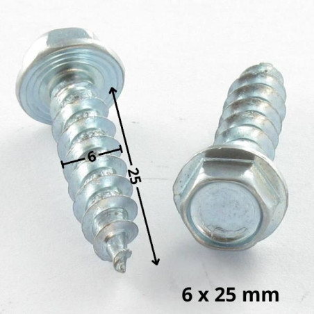 1 x VBA Vis bois agglo Tête hexagonale TH Embase collerette 6X25 Acier zingué
