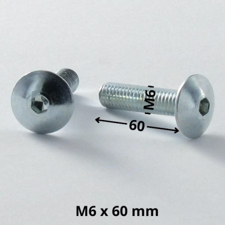 1 x Vis Poelier M6X60 Clé de 4 HC4 Acier zingué