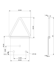 Attache triangulaire pour tableau 14MM Acier brut 2