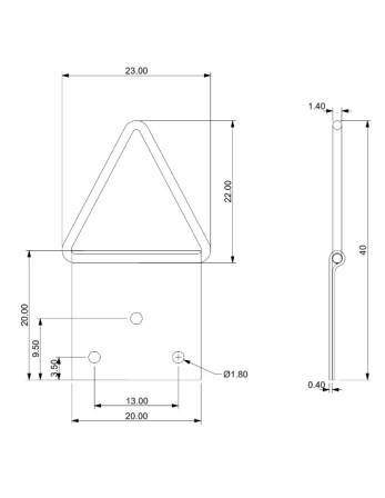 Attache triangulaire pour tableau 14MM Acier brut