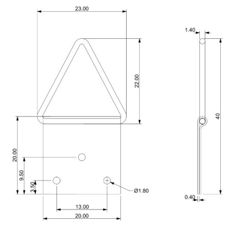 1 x Attache triangulaire pour tableau 14MM Acier brut