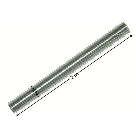 1 x Tige filetée M14 Longueur 2 mètres Acier zingué
