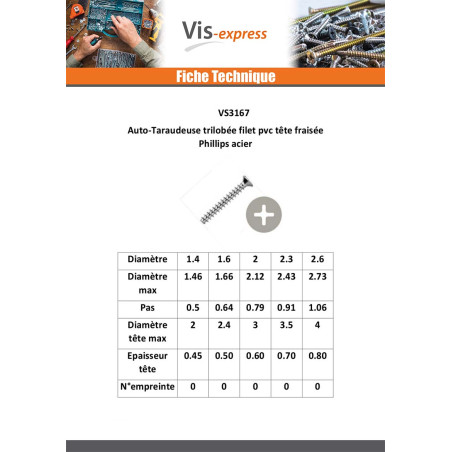 1 x Vis autotaraudeuse Pour Plastique Tête fraisée Phillips n° 0 2X6 Acier zingué noir microvis