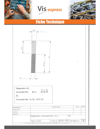 Vis mixte pour pied de lit 10X74 33 Mm fileté bois 4 Mm partie lisse 37 Mm fileté métaux Acier brut
