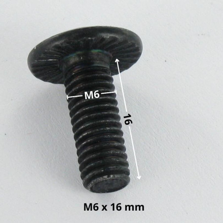 1 x Vis Poelier Clé de 4 HC4 M6X16 Cranté SOUS Tête Acier zingué noir