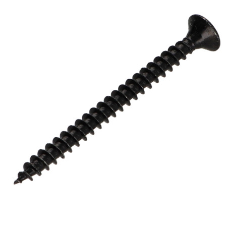 VBA Vis bois agglo Tête fraisée Pozi N°2 5X60 Filetage total Acier zingué noir