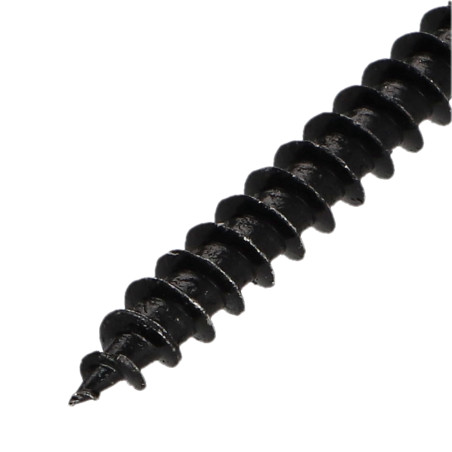 VBA Vis bois agglo Tête fraisée Pozi N°2 5X60 Filetage total Acier zingué noir