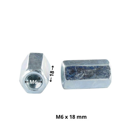 1 x Manchon Hexagonal M6X18 Surplat 10 Acier zingué