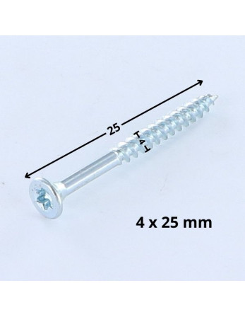VBA Vis bois agglo Tête fraisée TORX T20 4X25 Acier zingué