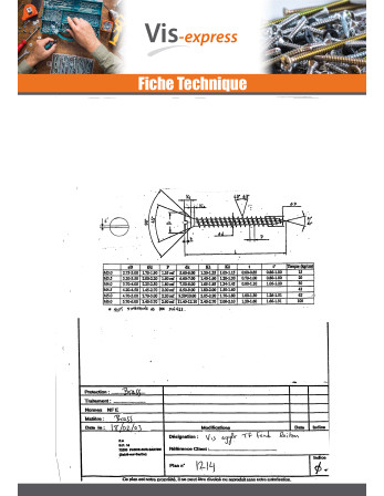 VBA Vis bois agglo Tête fraisée Fendue 3.5X12 Laiton
