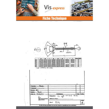 1 x VBA Vis bois agglo Tête fraisée Fendue 3.5X12 Laiton