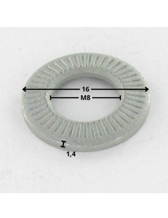 Rondelles contact M8X16X1.4 Acier zingué Série Z (Etroite)