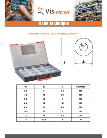 Assortiment de 1530 Rondelle Inox A4