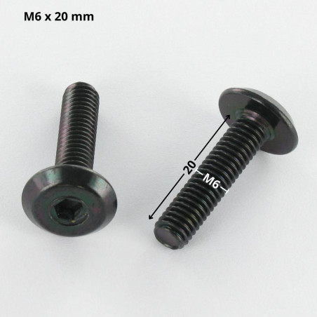 1 x Vis métaux tête plate Clé de 4 HC4 M6X20 Acier zingué noir