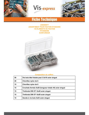 Assortiment de Pitonnerie Acier zingué (135 ELEMENTS)