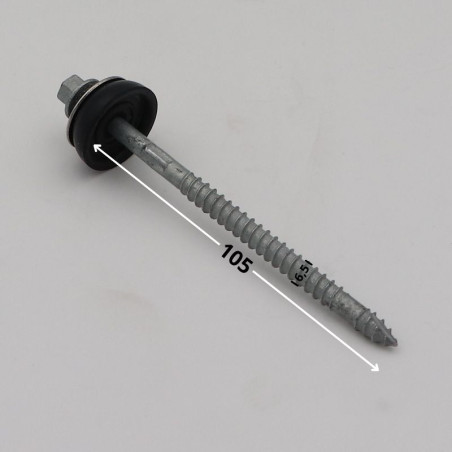 1 x Vis autoperceuse Tête hexagonale TH 6.5X105 Pointe antifendage type 17 Forte tenue à la corrosion Acier galvanisé