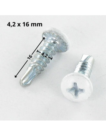 Vis autoperceuse Tête cylindrique bombée TCB Phillips 4.2X16 Acier zingué Laqué blanc 9016