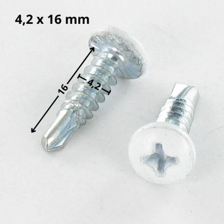 1 x Vis autoperceuse Tête cylindrique bombée TCB Phillips 4.2X16 Acier zingué Laqué blanc 9016