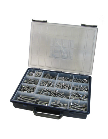 Assortiment de 570 Vis métaux Tête hexagonale TH Filetage total Inox A2