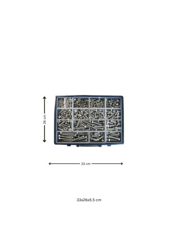 Assortiment de 570 Vis métaux Tête hexagonale TH Filetage total Inox A2