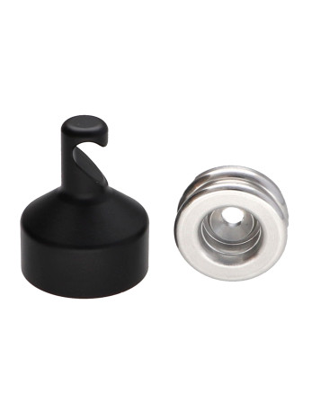Crochet décoratif Aluminium Noir avec fixation multi-matériaux L'ATTACHANTE