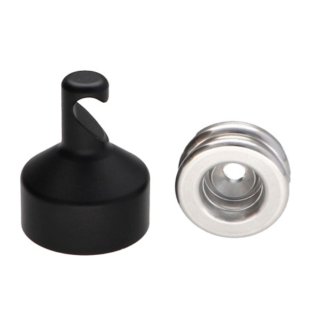 1 x Crochet décoratif Aluminium Noir avec fixation multi-matériaux L'ATTACHANTE