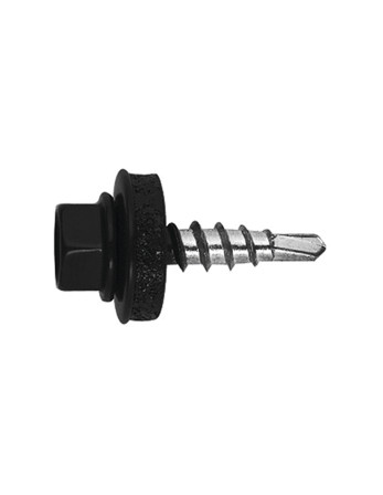Vis autoperceuse Tête hexagonale TH 4.8X28 Rondelle d'étanchéite EPDM Acier zingué RAL9011