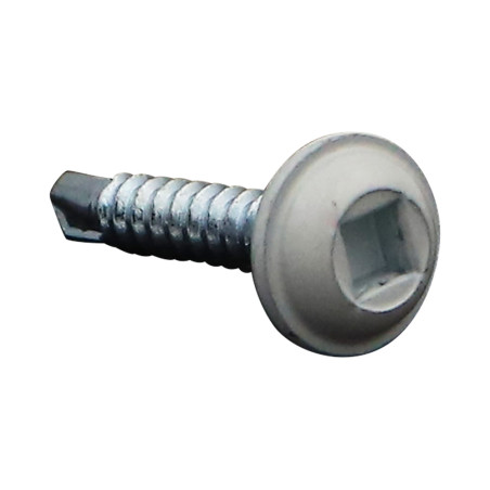1 x Vis PERCEUSE Tête ronde large Empreinte carré 2 3.5X20 Acier zingué RAL9010 blanc pur