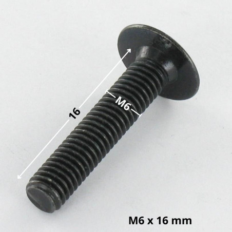1 x Vis Poelier M6X16 Clé de 4 HC4 Acier zingué noir