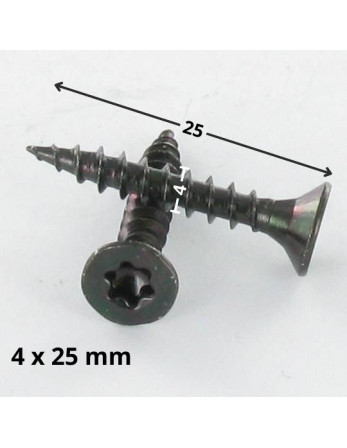 VBA Vis bois agglo Tête fraisée TORX T20 4X25 Acier zingué noir