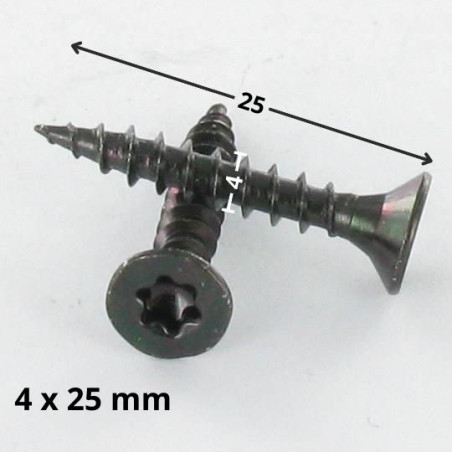 1 x VBA Vis bois agglo Tête fraisée TORX T20 4X25 Acier zingué noir