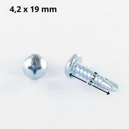 1 x Vis autoperceuse Tête cylindrique bombée TCB Phillips 4.2X19 Filet tôle Acier zingué