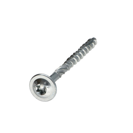 1 x Vis bois TEKOR Tête disque TORX T40 Pointe antifendage type 17 8X80 Filetage partiel Acier zingué