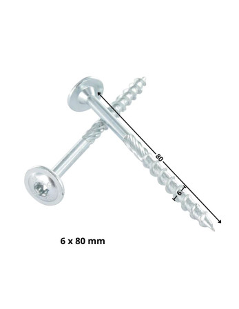 Vis bois TEKOR Tête disque TORX T30 Pointe antifendage type 17 6X80 Filetage partiel Acier zingué