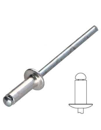 Rivet aveugle Aluminium Tige acier 4.8X25 Tête Ronde Standard RAL7035 gris clair