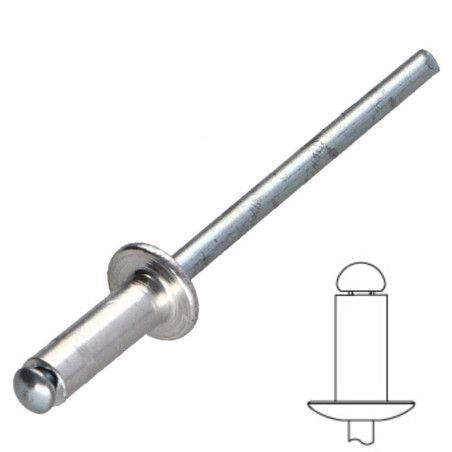 1 x Rivet aveugle Aluminium Tige acier 4.8X25 Tête Ronde Standard RAL7035 gris clair