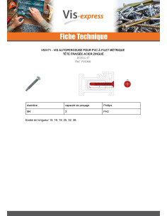 Vis autoperceuse PVC Métaux Tête fraisée Phillips n° 2... 2