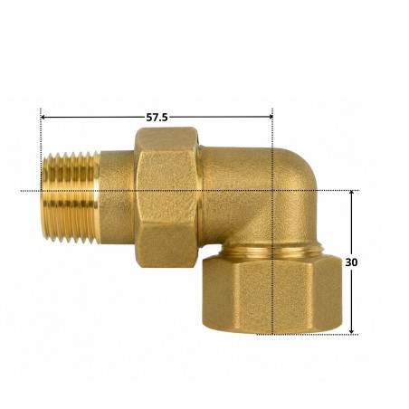 1 x Raccord union coudé joint torique 20x27 (3/4") Mâle/Femelle Laiton Figure 97