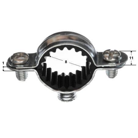 1 x Collier de fixation isophonique simple M7X150 Diamètre 8 Acier zingué