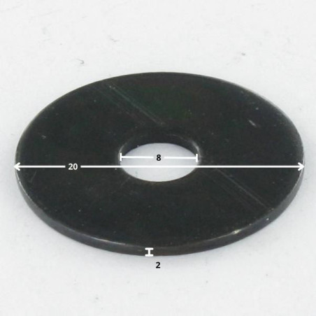 1 x Rondelle Plate 8X20X2 Acier brut zingué nickel noir 480 hbs sans rouille rouge - Noir renforcE haute tenue à la