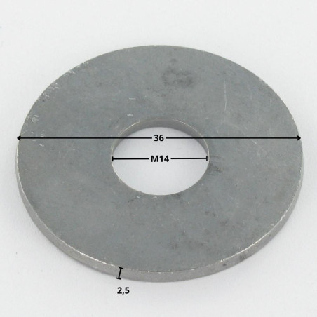 1 x Rondelle Plate M14X36X2.5 L Forte tenue à la corrosion Acier galvanisé à chaud
