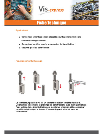 Connecteur Fischer De Tige FILETEE PV M8