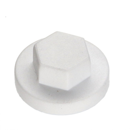 1 x Capuchon Tête hexagonale TH Polyéthylène RAL9010 blanc pur pour vis autoperceuse ou tole de diam 4.8-5.5