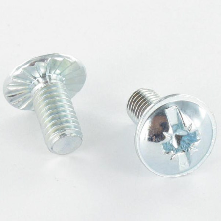 1 x Vis Poelier POZI et fendu M6X12 Cranté Acier zingué