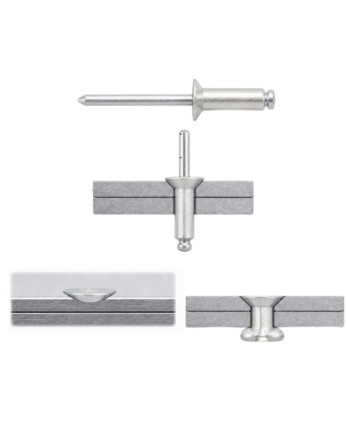 Rivet aveugle Aluminium Tige acier 4.8X30 Epaisseur de serrage 20 à 25 Tête fraisée ALX