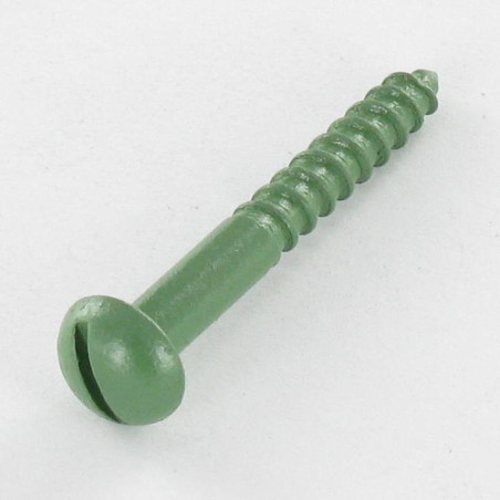 1 x Vis bois Tête ronde TR Fendue 4X30 Acier zingué LAQ Vert RAL6011 vert reseda