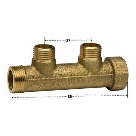 1 x Collecteur nourrice 2 sorties 26x34 (1") Mâle/Femelle Laiton pour plomberie sanitaire