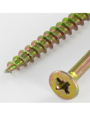 Vis Spax Tête fraisée Pozi N°2 4.5X35 Filetée sur 24 Filetage partiel Bichromaté